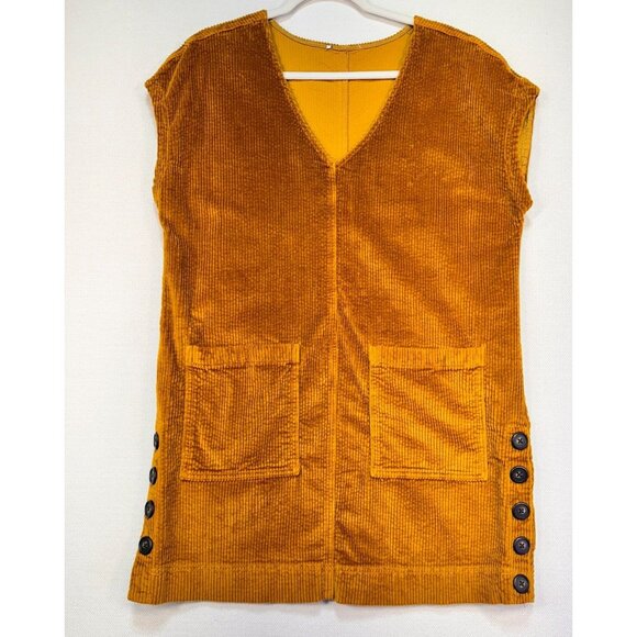 J.Crew Dresses & Skirts - J.Crew Womens Corduroy Sleeveless V-Neck Tunic Dress Brown Side Buttons & Pocket